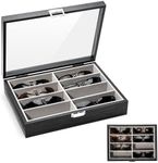 ProCase Wooden Sunglasses Organizer Trays for Men Women, Narrow Frame Glass Display Case Multiple Eyewear Eyeglass Holder Storage Box -Black