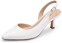 DREAM PAIRS Women's Kitten Heels Slingback Closed Pointed Toe Low Pumps Shoes Women Party Wedding Sexy Casual Dress Shoes,Size 8.5,White-PU,SDPU2454W