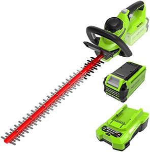 Greenworks G40HT61K2 Akku Heckenschere, 61 cm Doppelklingen, schneidet bis zu 27 mm dicke Äste und Stämme, 3000 Schnitte pro Minute, 40V 2Ah Akku & Ladegerät, 3 Jahre Garantie