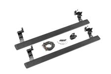 RealTruck Volt Power Running Boards for Chevrolet Silverado & GMC Sierra 1500 (2019-2025) Crew Cab Gasoline Only | Aluminum, Textured Black | 20404887PC | Electric Powerstep & Retractable Steps