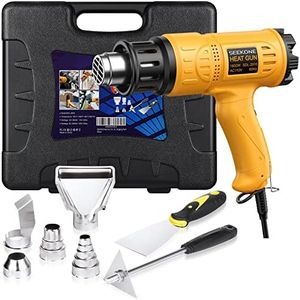 SEEKONE Heat Gun 1800W Heavy Duty Hot Air Gun Kit With Carry Case Variable Temperature Control 122℉~1112℉（50℃- 600℃） Overload Protection with 4 Nozzles for Crafts, Shrinking PVC, Stripping Paint