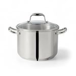 Lagostina Ambiente 8 Qt / 7.5 L Stainless Steel Stockpot, 24 cm, Induction Safe Pot with Tempered Glass Lid and Riveted Handles, Oven Safe up to 400°F