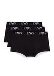 Emporio Armani Men's 3pack Trunk Boxer Shorts, Black, M UK