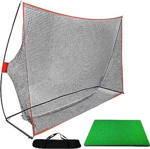 Golfnetz Übungsnetz Outdoor Set Golfübungsnetz 300 x 213 cm (10 x 7 ft) mit 60 x 30 cm Golfmatte und 1 Golf Tees Gummi, Golf Driving Training Schlagnetz Trainingsnetz Trainingshilfe zum Garten