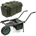 Carp Fishing Barrow Adjustable Body Big Wheel with Built In Tackle Bag & Carryall Bag