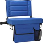 Stadium Bleacher Seats with Detachable Padded Cushion＆Backs Support,Portable Memory Foam Folding Bleacher Chair with Shoulder Strap,Perfect Bleacher Cushion for Sports Outdoor Events (1, Blue)