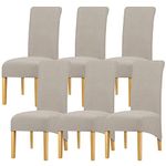 Leorate Large Size Dining Room Hotel Fleece Fabric Stretch Chair Cover Pack 2 4 Pack of 6 (1 Beige, Pack of 4) (Camel, 6PCS)