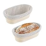 2 Packs 10 inch Oval Shaped Banneton Proofing Basket Set,YEESON Sourdough Bread Proofing Basket Baking Dough Bowl with Cloth Liner for Home Bakers