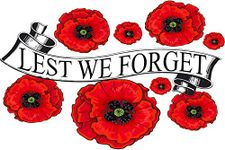 Poppy Montage with "Lest we forget" banner through the center Flower Decals Car Stickers Graphics Wall Window Decorations Art (300 x 200mm)