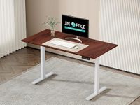 JIN OFFICE Electric Height Adjustable Desk | Motorized Sit Stand Desk with 3 Memory Presets | 80 KG Wt. Capacity| Electric Standing Desk (Frame with Walnut Brown 1500 x 750 mm Table Top)