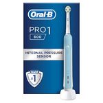 Oral-B Pro 1 Electric Toothbrushes For Adults With Pressure Sensor, Mothers Day Gifts For Her / Him, 1 Floss Action Toothbrush Head, 1 Mode with 3D Cleaning, 2 Pin UK Plug, 600, Blue