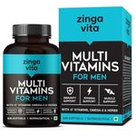 Zingavita Multivitamin for Men with 47 Essential Nutrients | Infused with Multivitamins, Minerals, Omega 3 & Vital Herbs for Energy, Metabolism, Immunity, Stamina & Muscles Recovery – 60 Veg Tablets