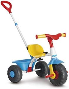 FEBER - Baby Trike, Tricycle pour Enfants avec Cadre en Métal et Ceinture de Sécurité, 2 Positions, Poussette et Tricycle à Pédales, 1 à 3 Ans, Bleu, Famosa (800012810)