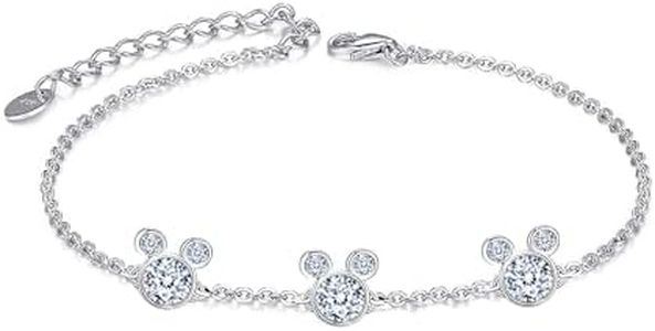 MixiuEuro - Bracelet Micky en argent sterling 925 avec zircone cubique - Cadeau pour filles et enfants