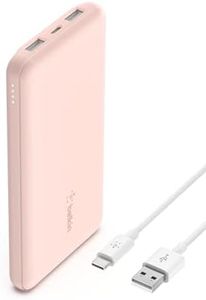 Belkin Batteria esterna portatile da 10000mAh, caricabatteria USB-C 10K con 1 porta USB-C e 2 porte USB-A, power bank con ricarica da 15 W per iPhone, Samsung Galaxy, Pixel, AirPods, iPad - Oro rosa