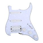 Musiclily 11-Hole HSS Prewired Loaded Pickguard with Single Coil Pickups Set for Fender Squier Strat Electric Guitar,4Ply White Pearl