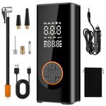 Corded/Cordless Dual Purpose Digital Tyre Inflator,Portable Air Compressor,Car Tyre Pump,Supports Preset Tyre Pressure and Auto Shutoff,with LED Lights for Car Tyres and Other Inflatable Devices