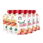 Amazon Brand - Mama Bear Fruit Pouch, Organic Apple, Banana and Strawberry Purée, vegetarian, 90 g (Pack of 6)