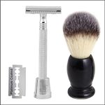 Pearl Shaving Double Edge Safety Razor (SS-01CC With stand And Shaving Brush 11 SY) -Classic & Traditional shaving Kit for Men | Premium Shaving Set for Diwali gift option