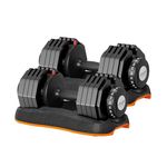 ATIVAFIT Adjustable Dumbbells 2-25kg (2-Pack Set)｜10-Level Quick Dial Weight System, Ultra Compact Design with Anti-Slip Metal Handle for Home Gym Fitness - Smoky Orange