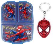 OM SUPPLIES Spiderman Reusable Sandwich Lunch Box 3 Multi Compartment Kids Children School Includes Spiderman Keychain (Spiderman 1)