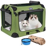 Petprsco Large Cat Carrier for 2 Cats Small Medium Dogs, Soft Pet Carrier 24x17x17 for Traveling with Warm Blanket Foldable Bowl and Washable Pad