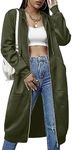 ELESOL Women's Casual Zip up Hoodies Pockets Tunic Sweatshirt Long Hoodie Outerwear Jacket, Army Green Large