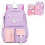 WYCY Backpack for Girls Fashion Refrigerator Door School Bag Large Capacity Kawaii School Backpack with Cute Unicorn Pendants (Refrigerator Door Purple)