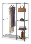 Whitmor Double Rod Closet with Shelves, Alloy Steel, Gray and Black