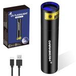 DARKBEAM UV Torch 365nm Black Light Woods Lamp, USB Rechargeable Blacklight LED Ultraviolet Flashlight, Mini Portable Detector for Pet Urine, Uranium Glass, Rocks, Curing Resin, Leak Detection