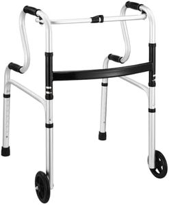 Foldable Walker With Wheels Standard Walker Adult Mobility Walking Frame Toilet Standing Frame Medical Aid Elderly Height Adjustable Lightweight Aluminum Frame