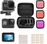 Kuptone Accessories Kit for GoPro Hero 8 Black with Shockproof Case + Waterproof Case + Tempered Glass Screen Protector + Lens Filters + Anti-Fog Inserts Bundle Compatible with GoPro Hero 8