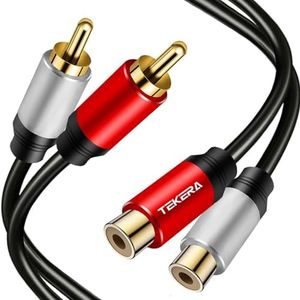 2 RCA Extension Cable, TEKERA 2 RCA Male to 2 RCA Female Extension Cable, Gold-Plated 2 RCA Stereo Audio Extension Cable, 2 RCA to 2 RCA Cable for Speakers, Amplifiers, Home Theater, RA3501(1.5m)