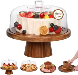 Bellsal Wooden Cake Stand with Lid, Acacia Cake Stand with Plastic Dome, 12-Inch Versatile Dessert Table Display Set & Charcuterie Board for Cheese, Chips & Dips, Fruit Platter, Cake Holder for Party