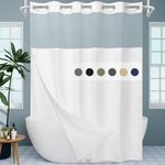 EUTXL White No Hook Shower Curtain 