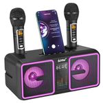 ALPOWL AL001 Karaoke Machine for Adults Kids with 2 UHF Wireless Microphones, Portable Bluetooth Speaker with Color Changing LED Lights for Home Party, Wedding, Church, Picnic, Outdoor/Indoor