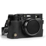 MegaGear Ever Ready Genuine Leather Half Camera Case Compatible with Fujifilm X100VI - Black