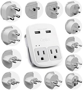 Ceptics International Plug Adapter Kit, World Safest Grounded 13 Adaptor Set Dual USB Ports - Travel Anywhere - Business Use - Perfect for Laptops, Cell Phones, Chargers - Surge Protection