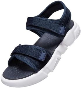 OutPro Sandalias deportivas y de verano para mujer, planas, transpirables, para trekking y senderismo, sandalias deportivas con soporte de arco para playa, viajes, deportivas, azul, 43 EU