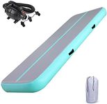 Air Mat Tumble Track 6.6ft/10ft/13ft/16ft/20ft/23ft/26ft/30ft/33ft/36ft/40ft Wide 3.3ft/6.6ft Thick 4/8 Inches Gymnastics Air Mat Inflatable Tumbling Track with Air Pump Green