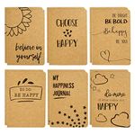 12 Pack Notebooks, A6 Kraft Paper Happy Journal for Kids, Teens, Students, 80 Lined Pages, 6 Designs (10x15cm)