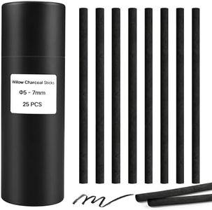 Dlicoda Willow Charcoal Sticks, Natural Willow Charcoal Pencils for Artists, Beginners, Students, Great for Sketching, Drawing, and Shading, Pack of 25 (5-7, Millimeters)