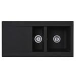 Liquida EW15BL 1.5 Bowl Composite Reversible Inset Black Kitchen Sink with Waste