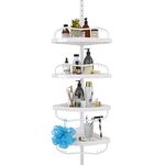 Shower Caddy Corner, 56 to 125 Inch Adjustable Tension Pole Corner Shower Caddy with ABS Baskets,Rustproof Stainless Pole, Drill Free Shower Rack, Large Shower Storage Shelf Rack for Inside Shower