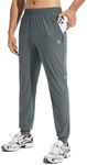 baleaf Men's Joggers Pants Athletic Running with Zipper Pockets Workout Hiking Gym Quick Dry Tapered Drak Gray XXL