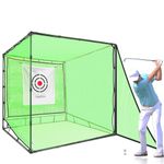 Golf Net Hitting Cage Practice Driving Net High Impact Double Back Stop with Target Training Aids Automatic Ball Return Net for Backyard 7X7X7FT(2.1mX2.1mX2.1m) Indoor&Outdoor