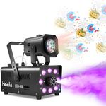 Fog Machine,HAKUTA Smoke Machine and LED Projector Light with 6pcs Slides Pattern Light,13 colorful LED Lights and Smoke Effect, 500W and 2300CFM with 300ml Fog Liquid Tank for Wedding, Halloween