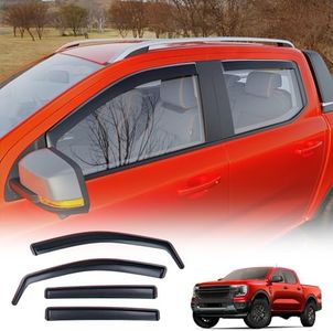 Maxzina Visor Rain Guards Compatible with 2024 2025 2026 Ford Ranger Front and Rear in-Channel Window Visors Wind Deflectors Weather Shield for 2026 Ranger 4PCS Accessories