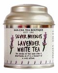 SAN-CHA Tea Boutique, Lavender White Tea, Silver Needles Tea, 25G Loose Leaf Tea, Tea For Anxiety, Stress Relief Tea, Rich In Antioxidants, Relaxing Tea, 1 grams