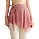 Lopsity Women Yoga Ballet Tennis Jogging Skirts Tie Up Skirt Sport Wrap Short Skirt Chiffon Skirt Running Wrap Athletic Skirt (Bean Pink)